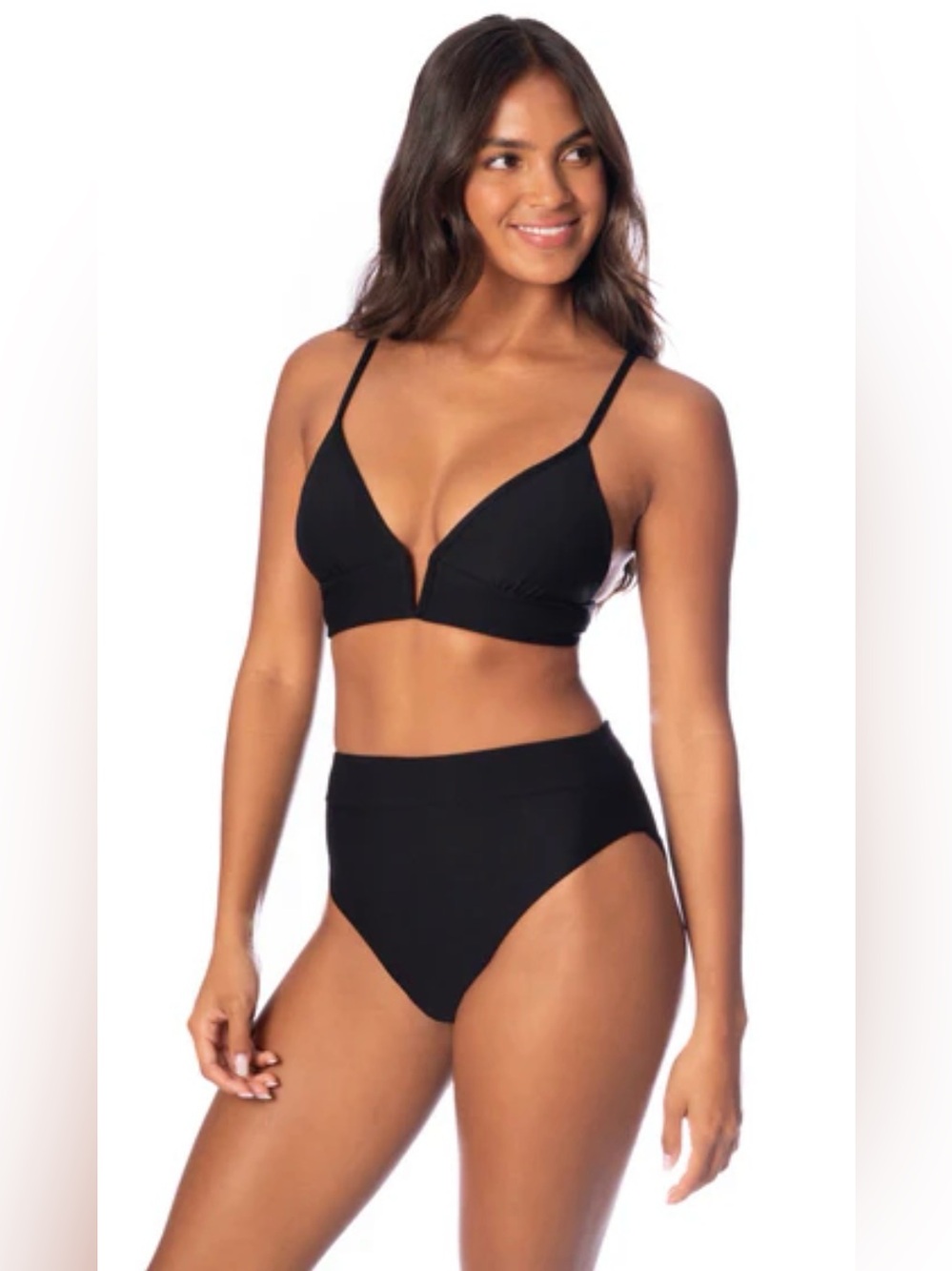 NWT Maaji Jade Black Parade Long Line Triangle Bikini Top